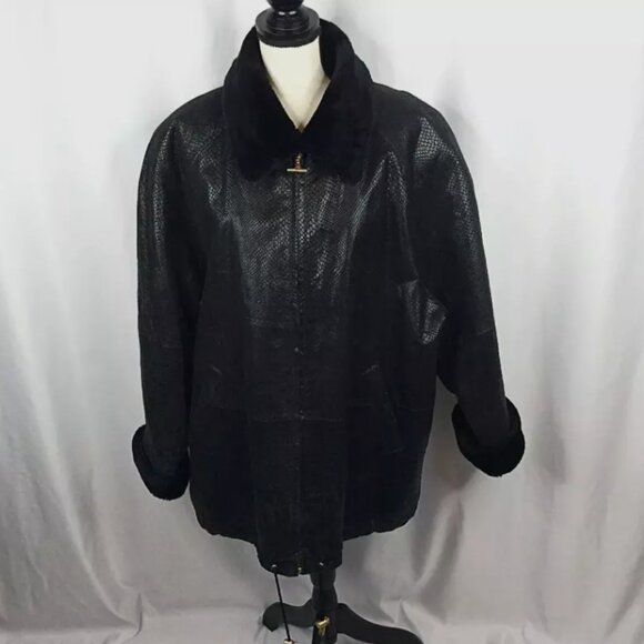 Vintage G-III Leather Bomber Jacket Trench Coat Womens Size 2X